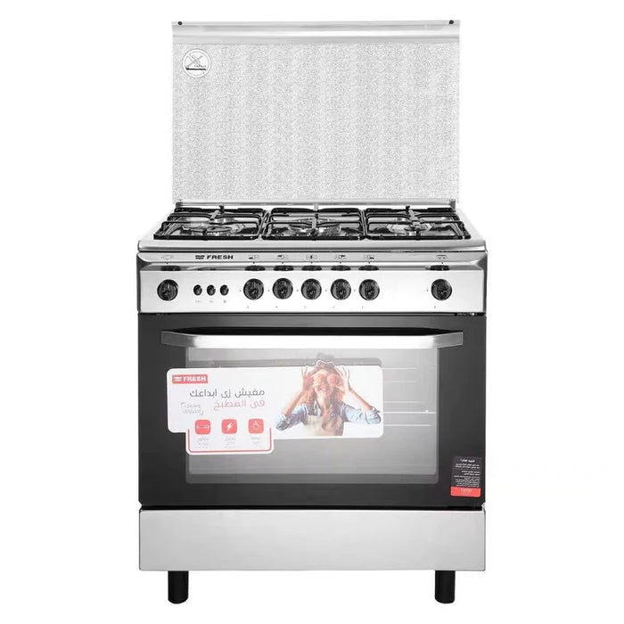 Fresh, Italiano, Digital Gas Cooker, 5 Burners, Black & Silver - 500017306