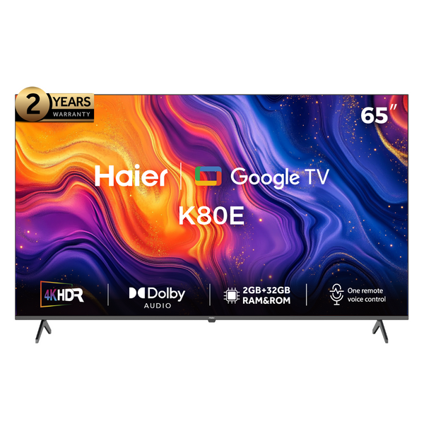 Haier 65 Inch 4K UHD Smart LED TV with Built-in Receiver - H65K80EU