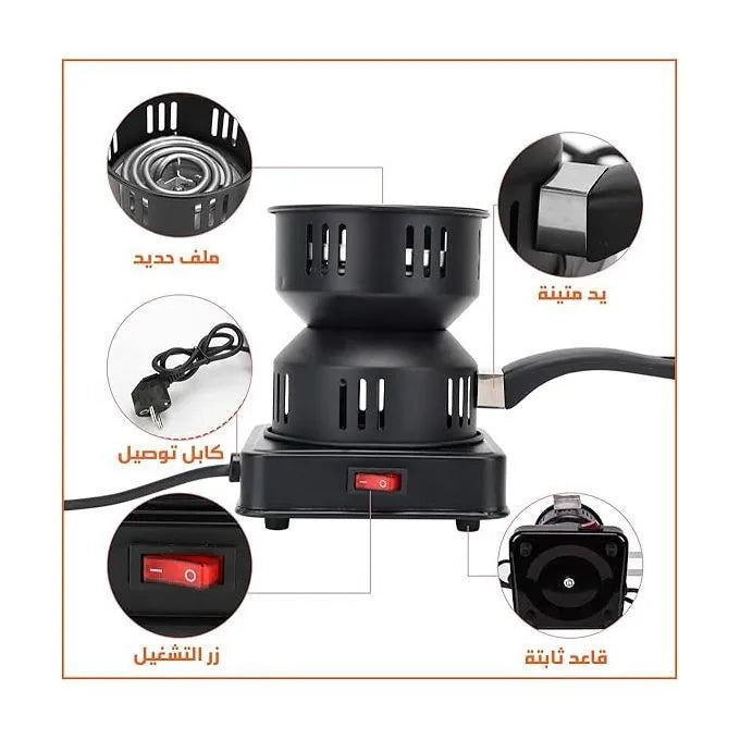 موقد فحم كهربائي سيتى، 1000 وات، أسود - HMA-1017
