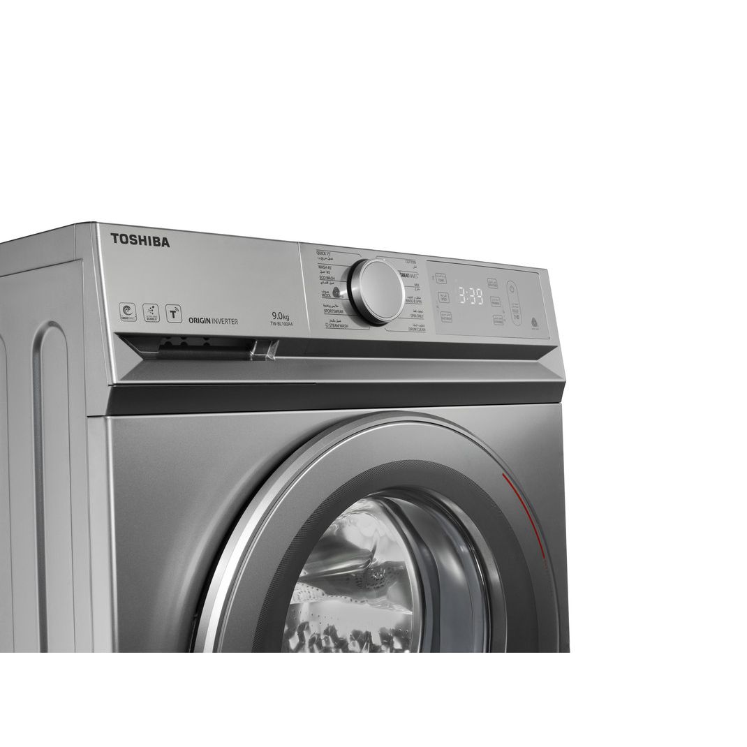 Toshiba Front Load Automatic Washing Machine, 8Kg, Inverter Motor, Silver - TW-BL90A4EG(SS)