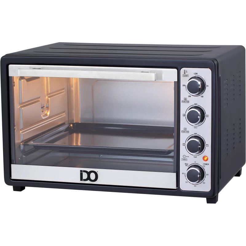 IDO Freestanding Electric Oven, 50 Liters, 2000 Watt, Black & Silver - TO50SG-BK