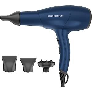 Rush Brush D3 Ultra Hair Dryer with Attachments, 2400 Watt - Navy Blue