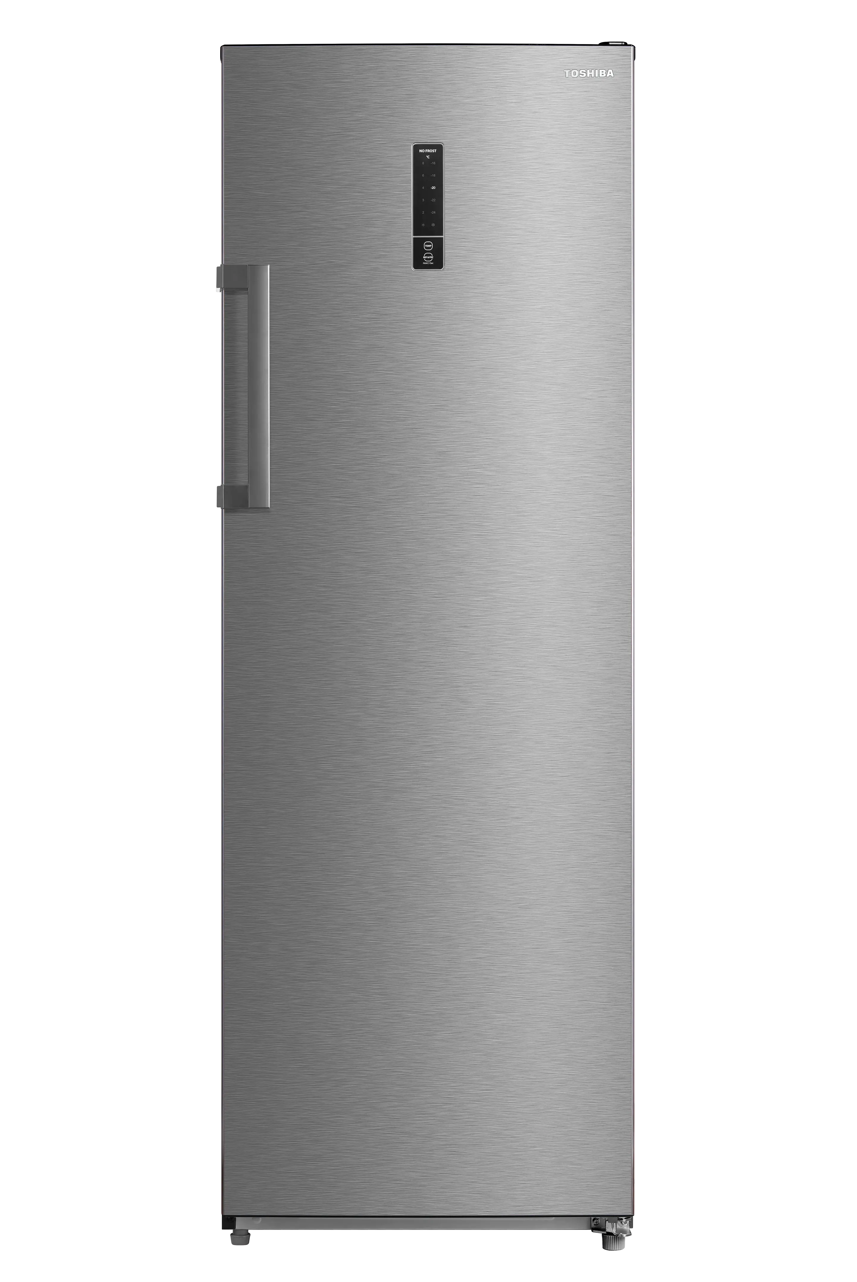 Toshiba Upright Digital Deep Freezer, No Frost, 238 Liters, 7 Drawers, Silver - GR-RU312WE-DMN(57)