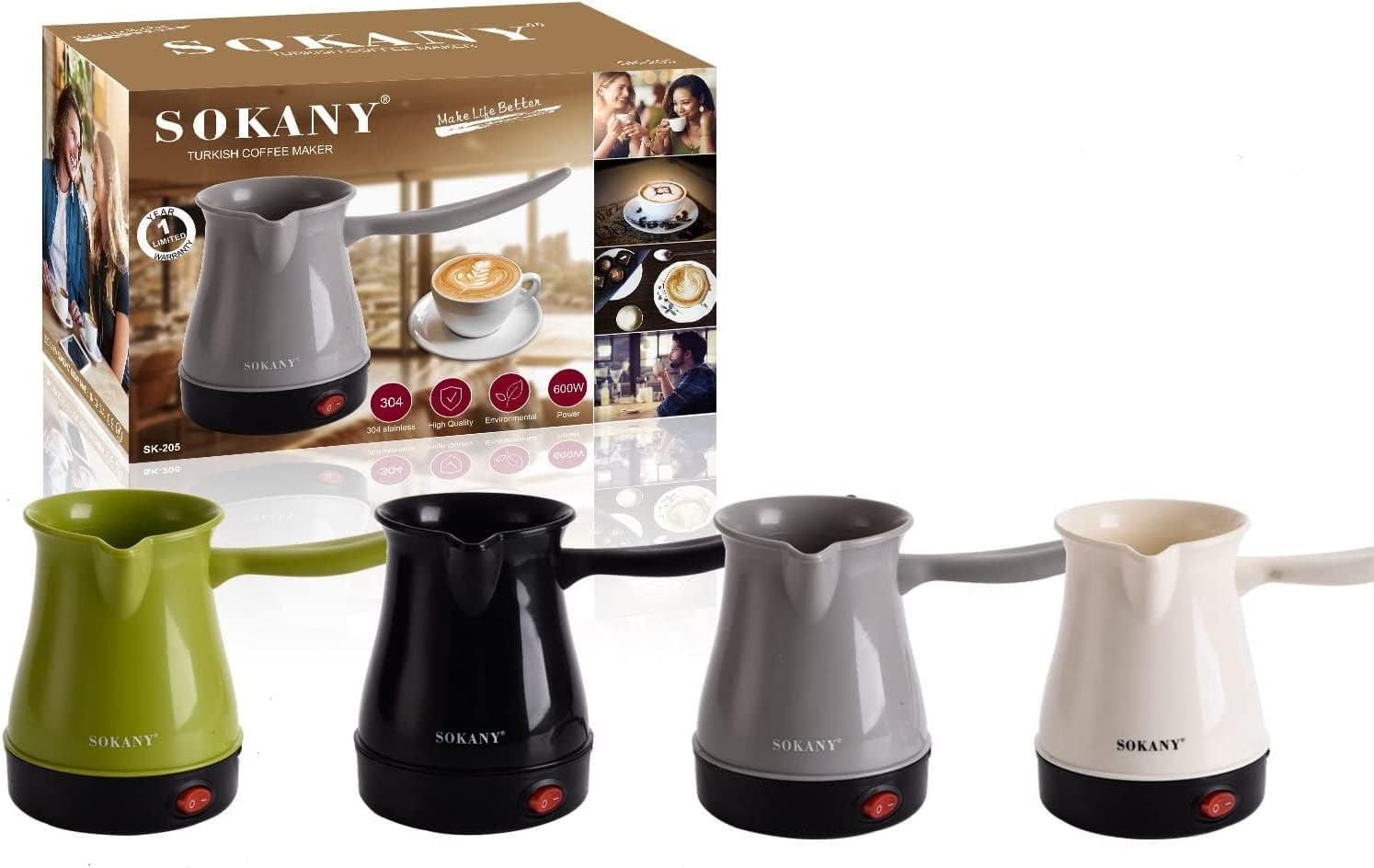 Sokany Electric Coffee Kettle, 600 Watt - Sk-205
