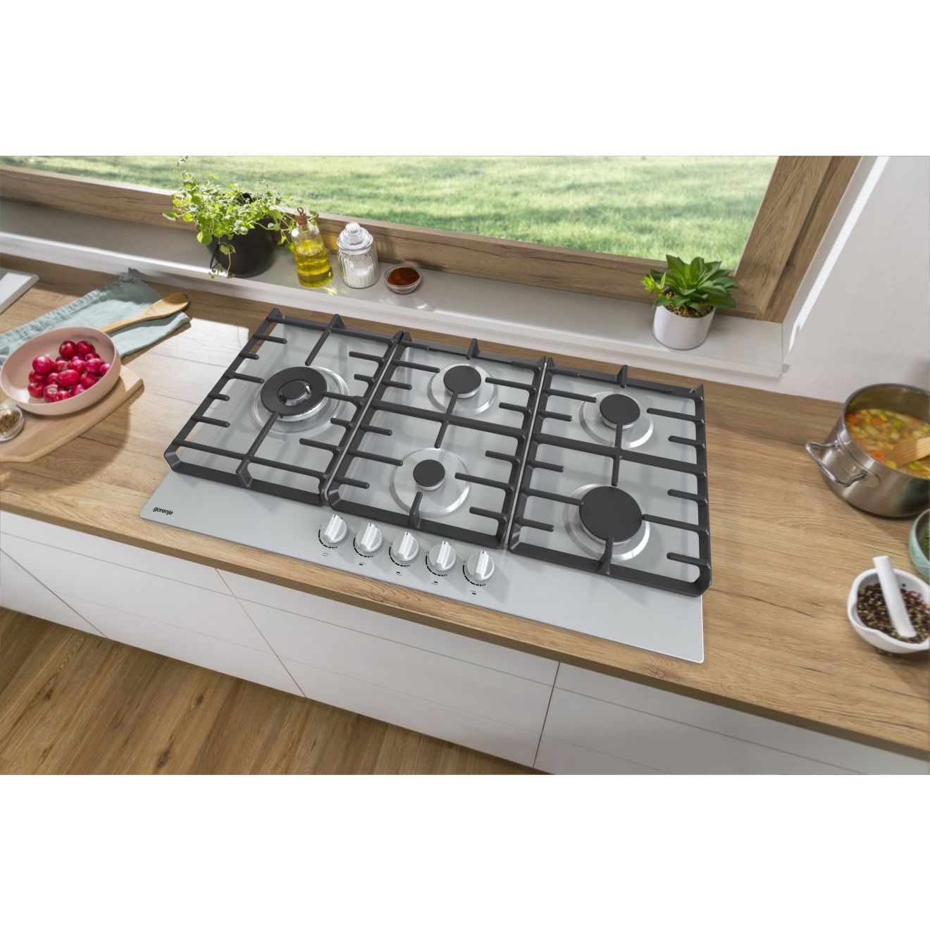 Gorenje Built-In Hob, 90 cm, 5 Gas Burners, Silver - GW9C51X