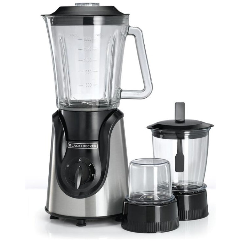 خلاط زجاجي مع مطحنة ومفرمة بلاك+ديكر، 600 واط - BX600G