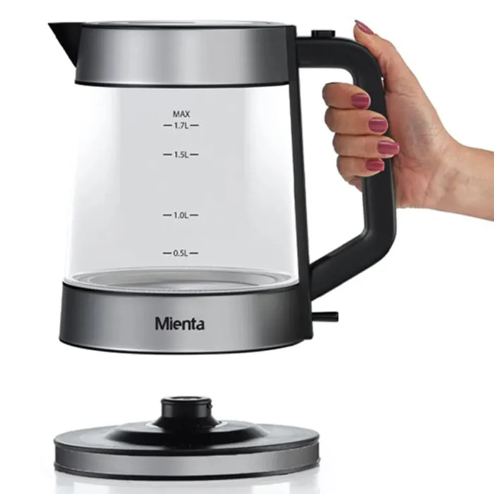 Mienta Verre Electric Kettle, 1.7 Liter, 2200 Watt, Black - EK201837A