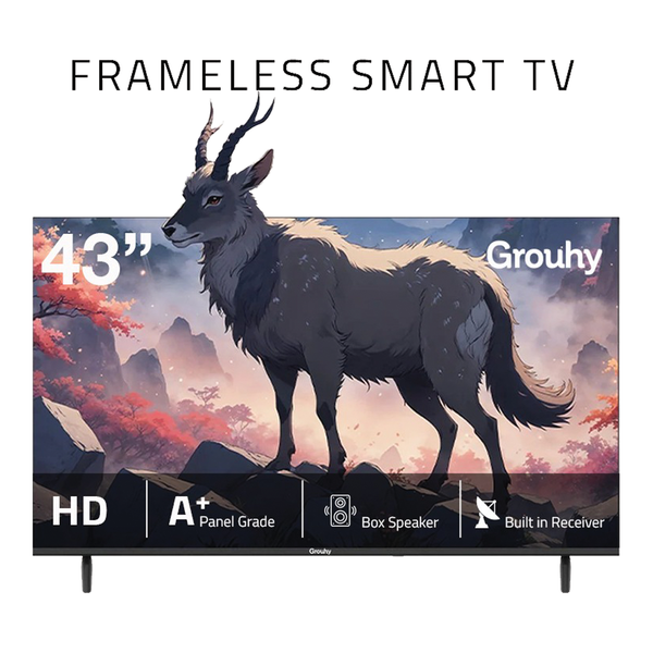 Grouhy 43 Inch FHD Smart LED TV Frameless With Built-in Receiver - GLD43SDV2