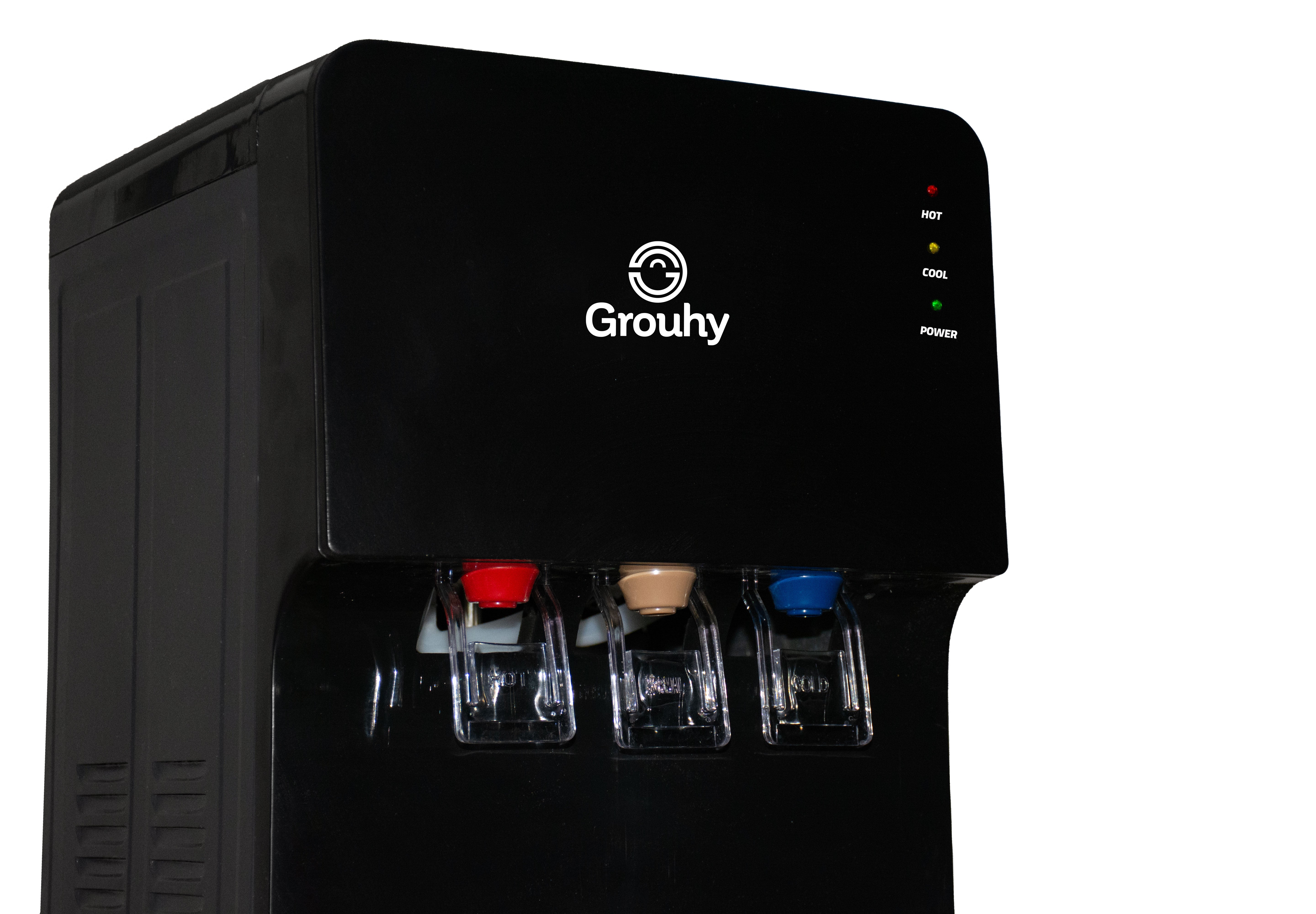 Grouhy Hot, Cold And Normal Water Dispenser With Cabinet, Black - GKU3WDCBT