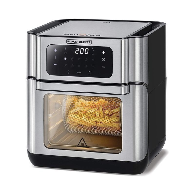 Black+Decker Air Fryer Oven Convection, 1500 Watt, 12 Liters, Silver - AOF100