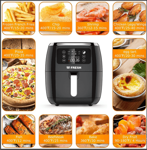 Fresh Air Fryer, 7 Liter, 1800 Watt, Black - AFF-1800B