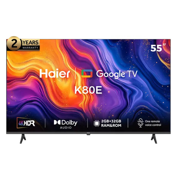 Haier 55 Inch 4K UHD Smart LED TV with Built-in Receiver - H55K80EU