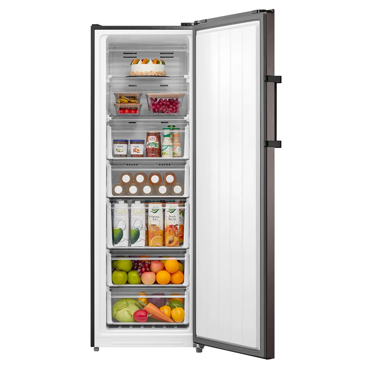 Toshiba Upright Digital Deep Freezer, No Frost, 238 Liters, 7 Drawers, Silver - GR-RU312WE-DMN(57)
