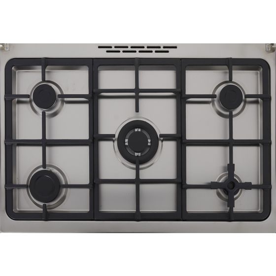 Fresh Hammer Digital Gas Cooker, 5 Burners, Black and Silver - 16937