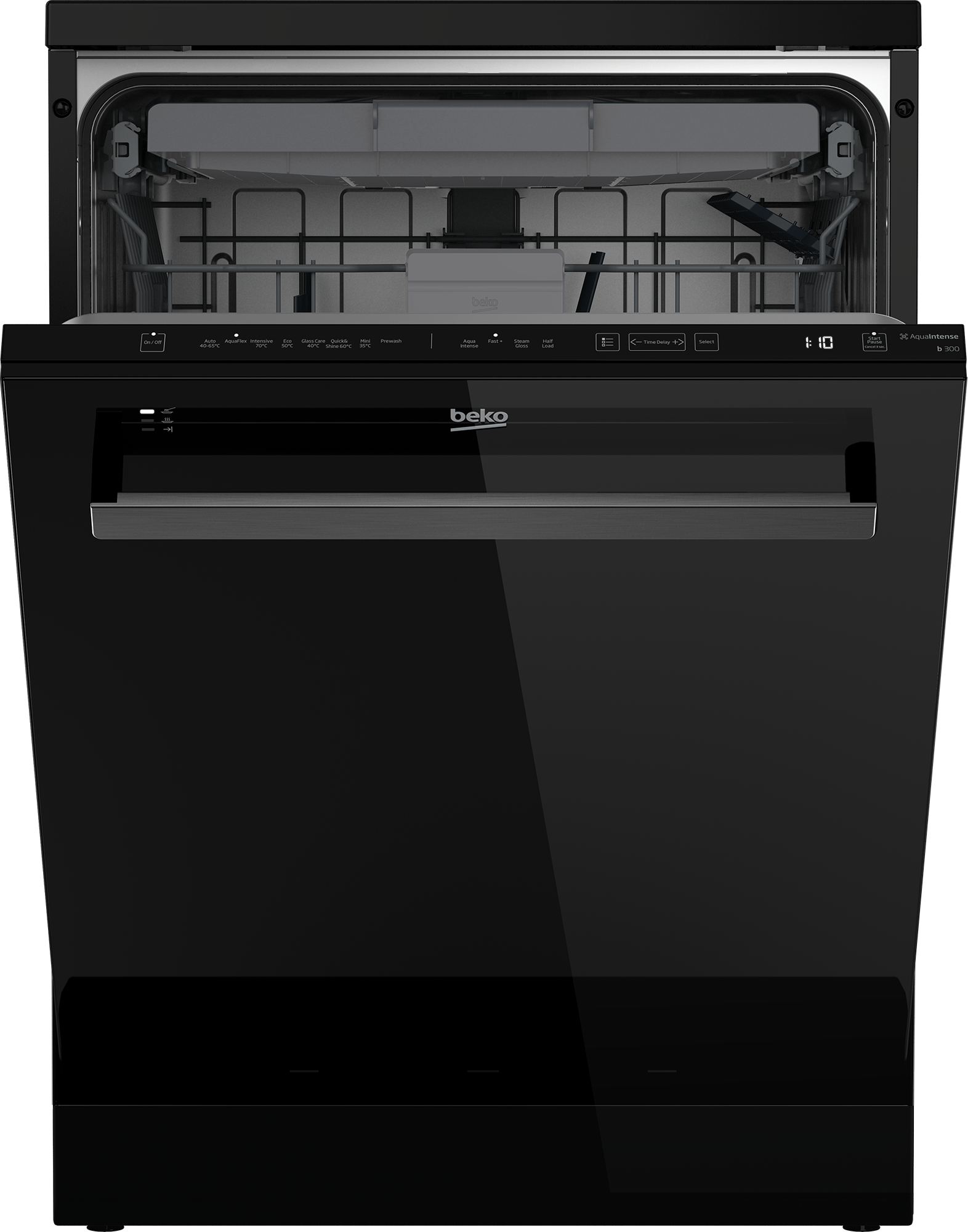 Beko Freestanding Dishwasher, 15 Place Settings, Glass Black - DEN48520GB