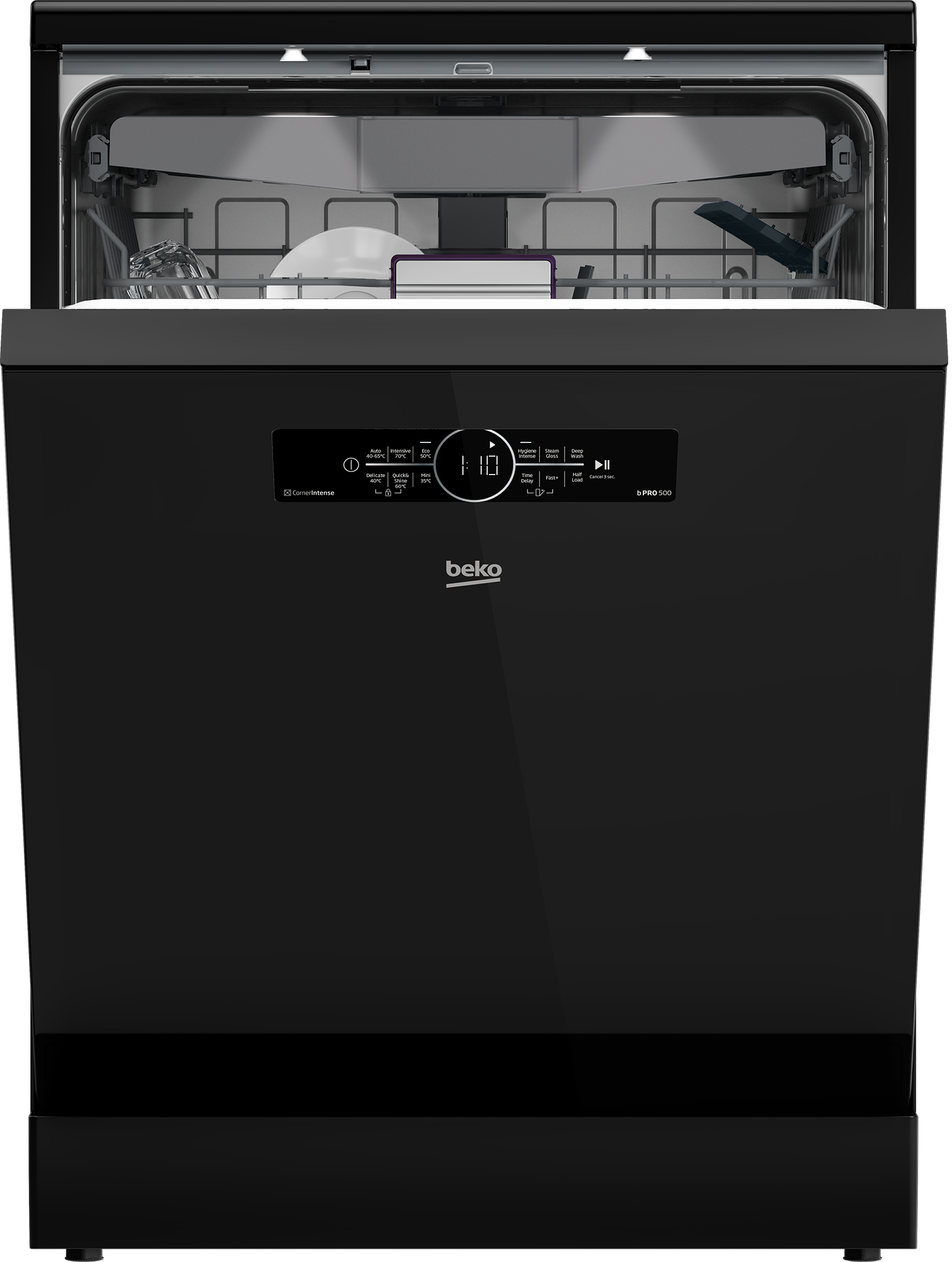 Beko Inverter Dishwasher, 15 Place Setting, Glass Black - BDFN36531GB