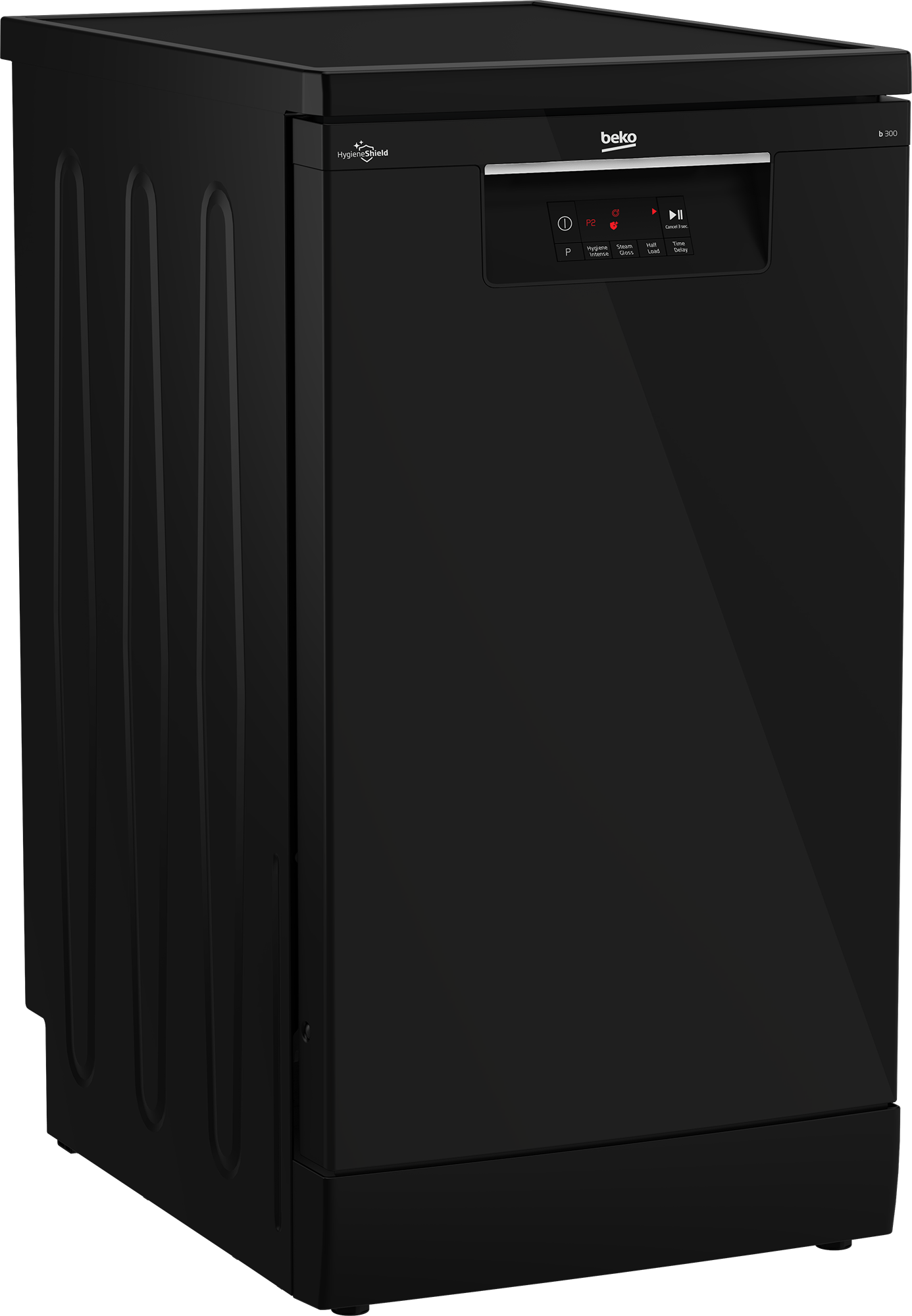 Beko b300 Digital Dishwasher With Inverter Technology, 10 Place Settings, 5 Programs, Black - BDFS15020B