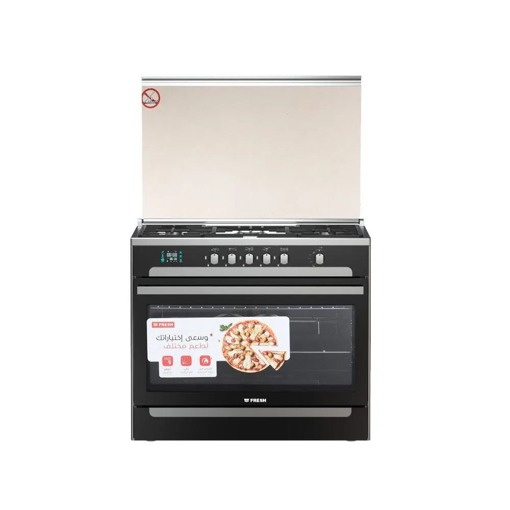 Fresh Matrix Digital Gas Cooker With Grill, 5 Burners, 90 cm, Black - 500017058