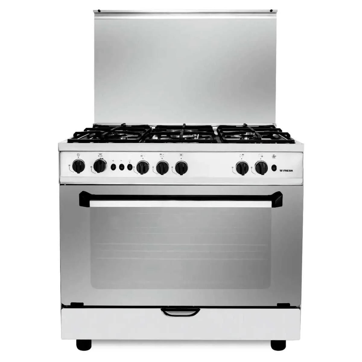 Fresh Plaza Gas Cooker, 5 Burners, 90 cm, Stainless Steel - 500017301