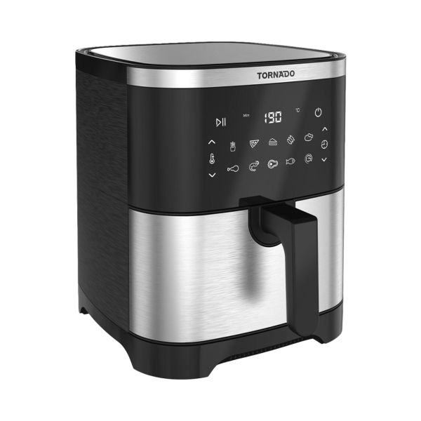 Tornado Digital Air Fryer, 8 Liters, 1800W, Black And Silver - TFE-A1808TS1A