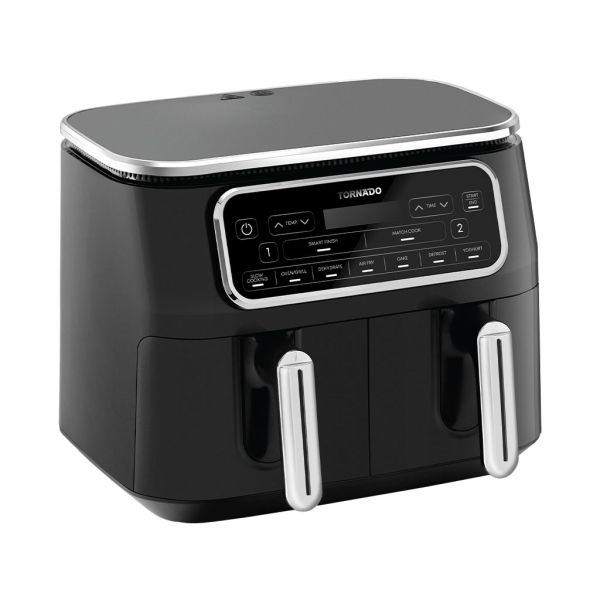 Tornado Dual Cook Digital Air Fryer, 8 Liters, 2500W, Black And Silver - THF-2508DU-BS