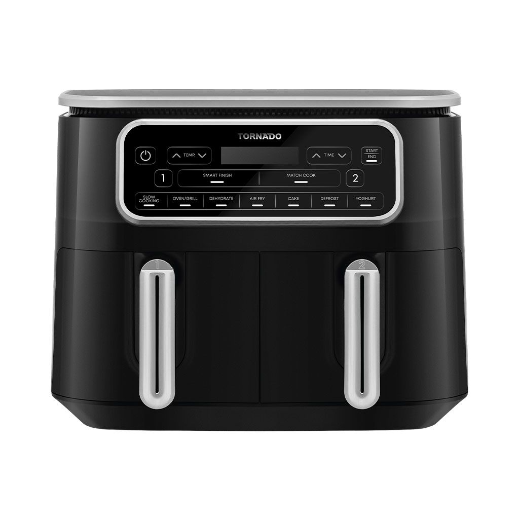 Tornado Dual Cook Digital Air Fryer, 8 Liters, 2500W, Black And Silver - THF-2508DU-BS