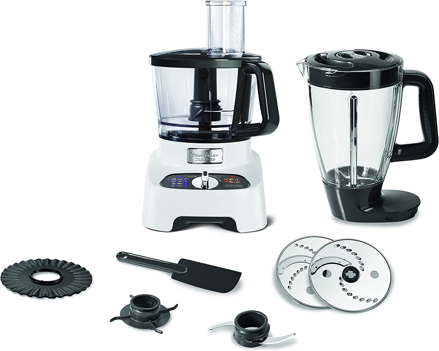Moulinex Double Force Food Processor, 1000 Watt, 27 Functions, Black & White - FP823125