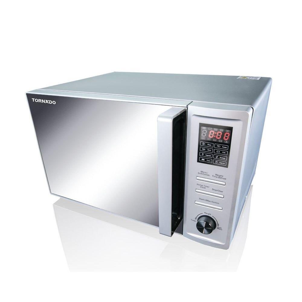 Tornado Microwave 36 Liter, 1000 Watt With Grill And 8 Cooking Menus - Silver - MOM-C36BBE-S