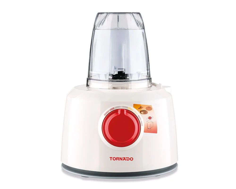 TORNADO Food Processor 1000 Watt, 1.2 Liter Bowl, 1 Liter Blender, White TFP-1000CC