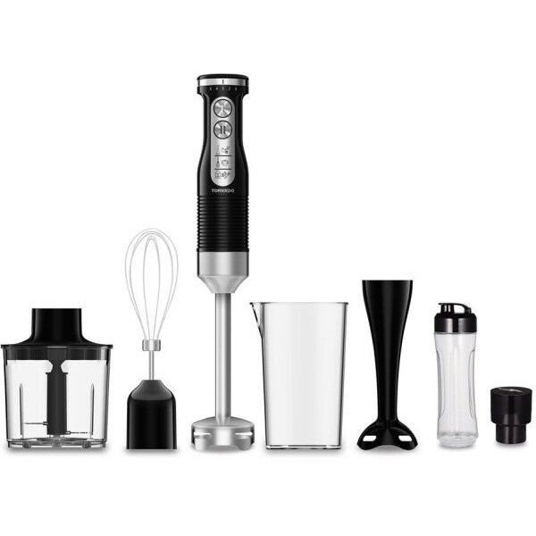 TORNADO HAND BLENDER 600 WATT STAINLESS STEEL WITH ACCESSORIES BLACK - THB-600C