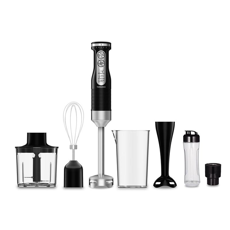 TORNADO HAND BLENDER 600 WATT STAINLESS STEEL WITH ACCESSORIES BLACK - THB-600C